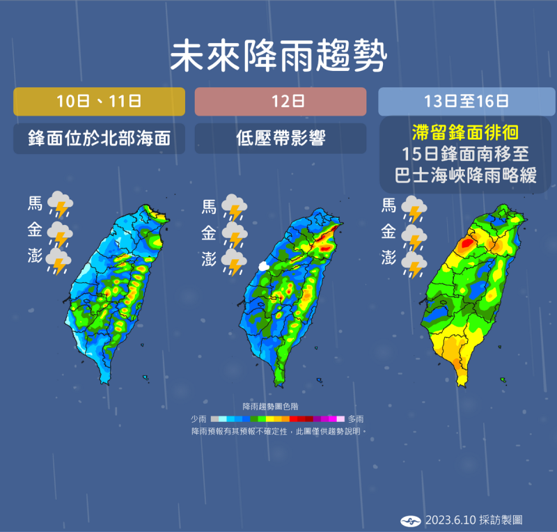 未來一週降雨趨勢。   圖：中央氣象局／提供