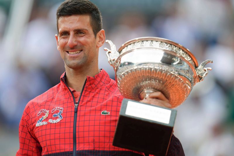 Novak Djokovic在法網奪下個人生涯在此的第3冠，同時也是第23座大滿貫。   圖／美聯社／達志影像