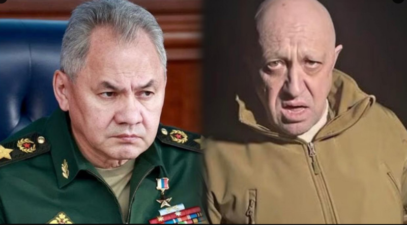 瓦格納首腦普里戈津(右)發動兵變，並要求俄國防部長紹伊古（左）下台。   圖：翻攝自ChrisO_wiki推特
