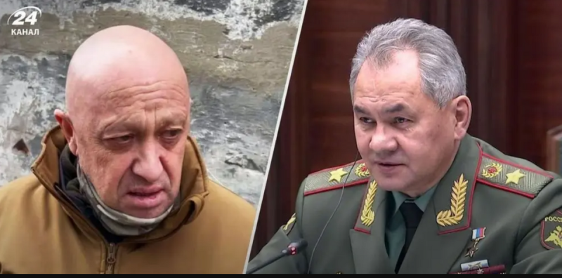 俄羅斯國防部長紹伊古(右)與瓦格納領袖普里戈津(左)的衝突愈來愈深。   圖：翻攝自HE觀察