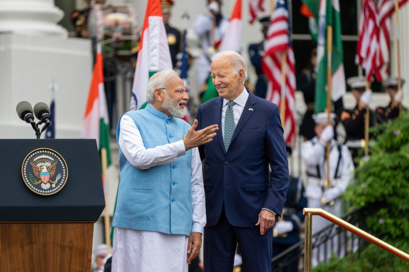 印度總理莫迪日前赴華府進行國是訪問，與美國總統拜登共同宣示美印兩國是「世界上最親密夥伴之一」。   圖：翻攝自拜登臉書