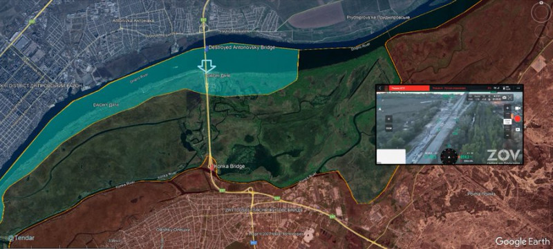 烏軍在第聶伯河行動的地圖。   圖：翻攝自 (((Tendar)))推特