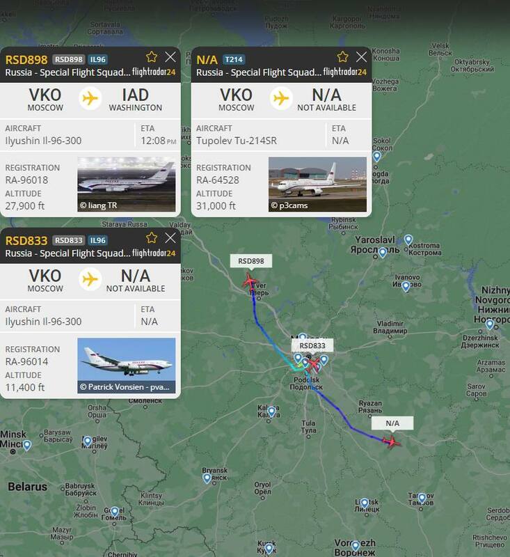 俄羅斯總統專機隊（Russian special flight squadron ）今有一輛飛機飛往美國華盛頓。   畫面翻攝自推特@Maks_NAFO_FELLA