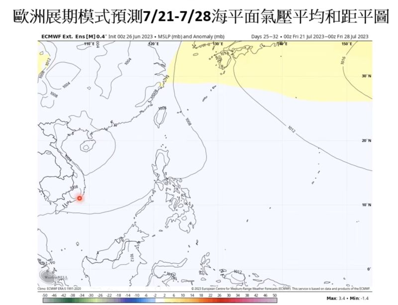 氣象專家賈新興表示，以目前觀測到的資料來看，約到7月21日颱風天氣系統將有明顯發展。   圖：取自賈新興YT頻道