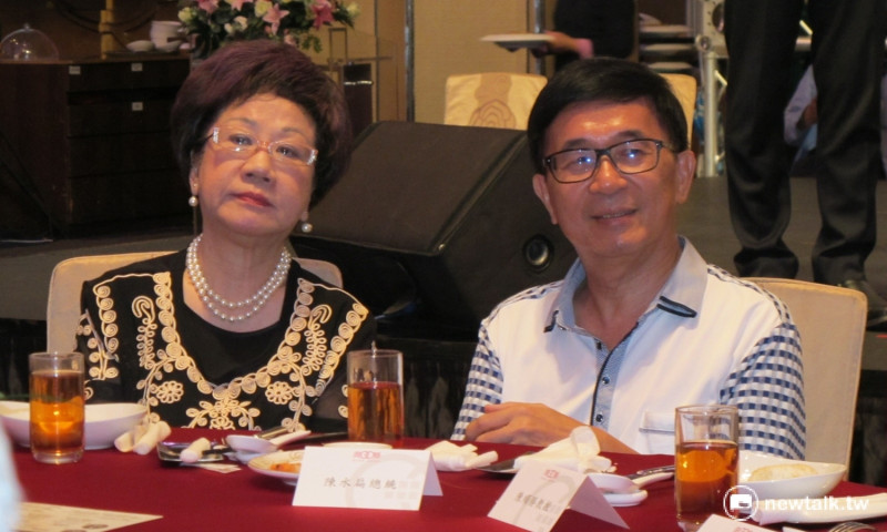 前總統陳水扁19日參與凱達格蘭基金會募款餐會。   圖：林朝億/攝