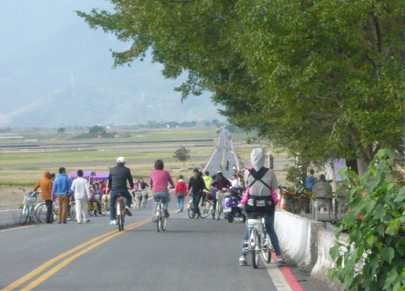 騎乘單車悠遊伯朗大道，相當愜意。   圖：交通部提供