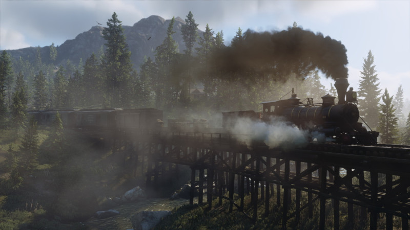 《碧血狂殺2》中也有西部片最常看到的火車場景。   圖：Rockstar Games／提供