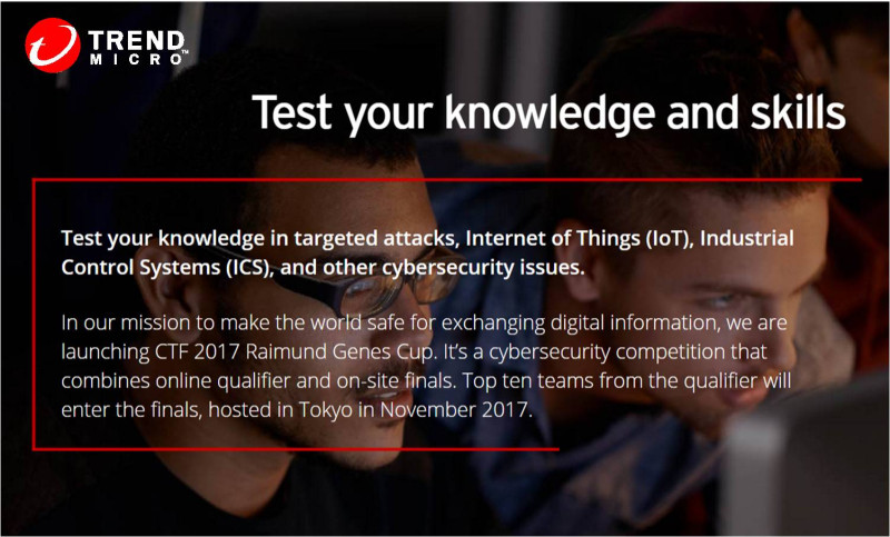 趨勢科技 CTF 邀請網路資安新秀報名挑戰，提升對網路犯罪、針對性攻擊、物聯網 (IoT) 與工業控制系統 (ICS) 等領域的實務能力。   圖：趨勢科技／提供