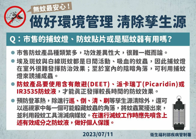 疾管署呼籲民眾務必落實「巡、倒、清、刷」，減少病媒蚊孳生。   圖：疾管署提供