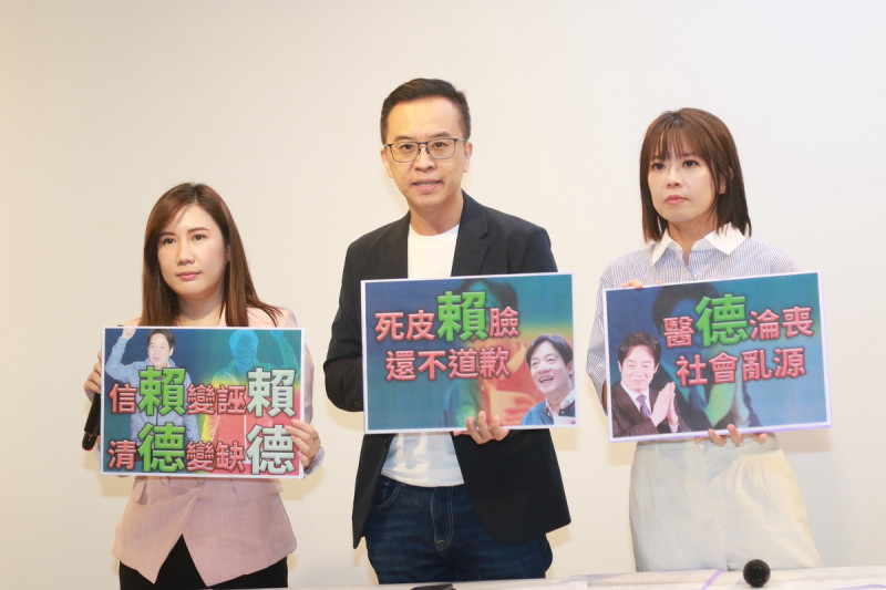 侯友宜競選辦公室發言人柳采葳（左起）、黃子哲、江怡臻。   圖：侯友宜競辦/提供