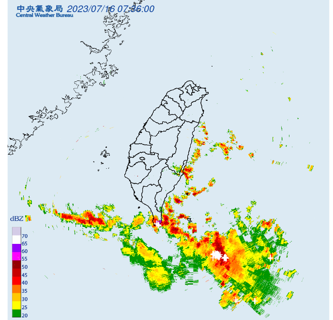 氣象局今天7時49分對屏東縣發布「大雷雨即時訊息」，且包含「災防告警訊息」，持續時間至8時45分。   