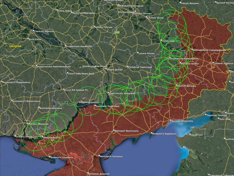 軍事自媒體「Ukraine Battle Map」稱，鷹式機動性雖不如「IRIS-T」空對空飛彈，但因最大射程達 40 公里，烏克蘭已證實計畫部署於距離前線不到 14 公里處。   圖：擷取自推特@ukraine_map