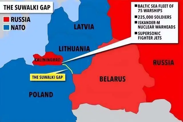 蘇瓦烏基走廊位於波蘭、立陶宛邊境，連通俄國飛地加里寧格勒，對俄羅斯及北約兩大陣營而言，都是重要戰略地點。   圖：翻攝自騰訊網／第一軍情
