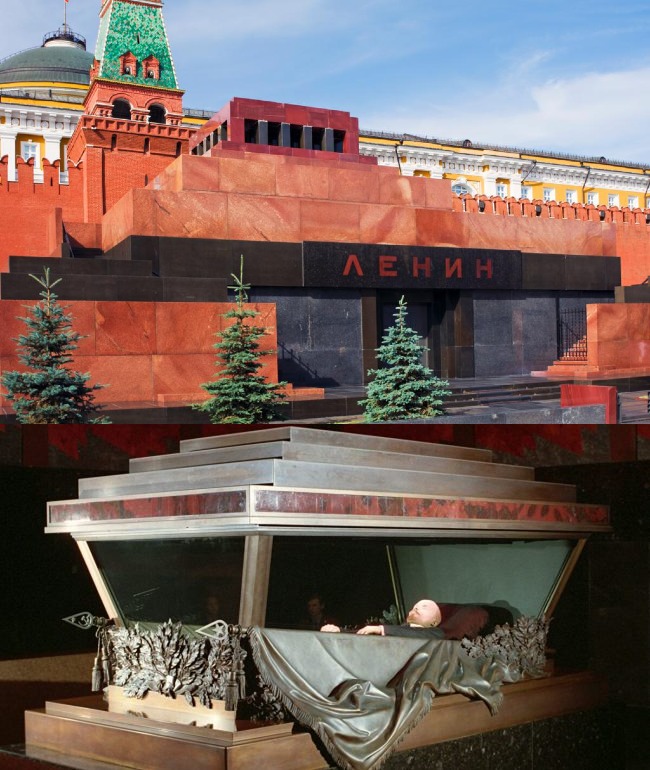 列寧死後，俄國人民將其遺體進行防腐處理並放置於克里姆林宮，供後世膜拜。   圖：翻攝自推特@igorsushko
