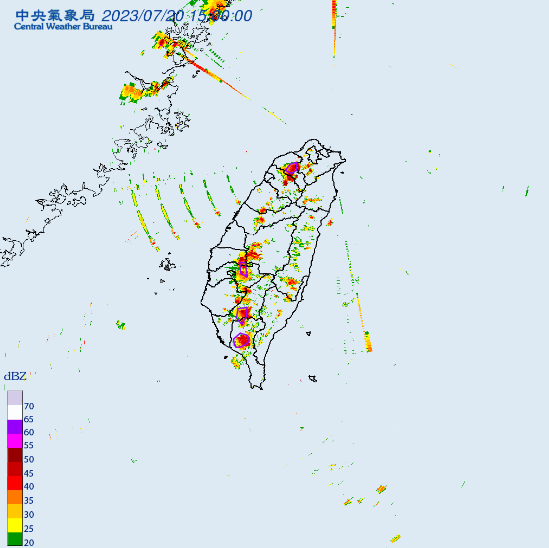 氣象局對南部5縣市發布大雷雨即時訊息。   圖：取自中央氣象局網站