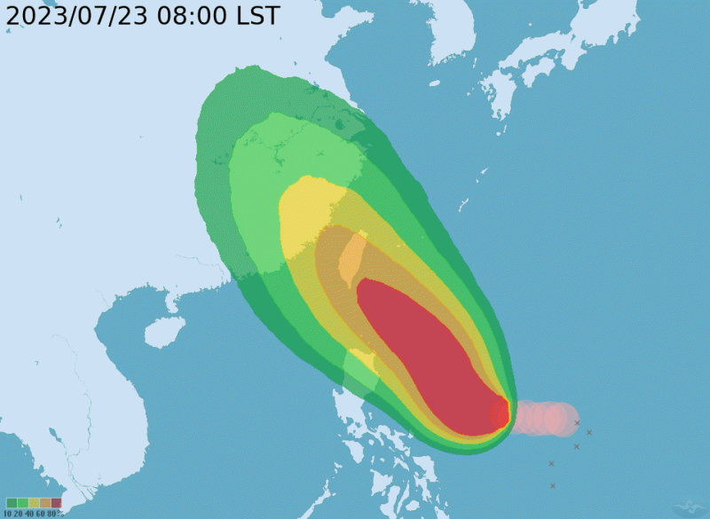 台北大眾捷運公司表示，目前已展開防颱布署及應變準備，風速達標準將暫停營運。   圖：翻攝自中央氣象局官網