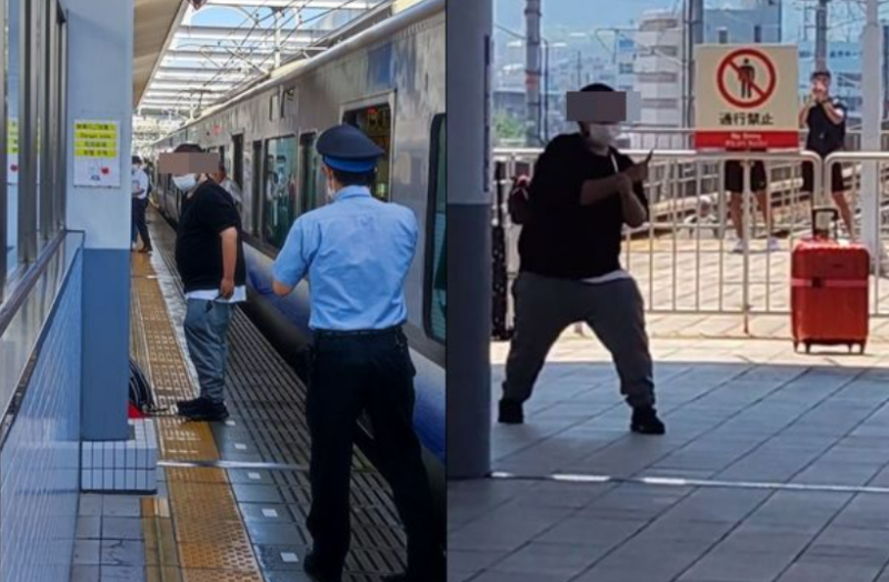 37 歲男子在日本大阪的 JR 上持刀隨機傷人，有 3 名乘客被劃傷。   圖／翻攝自推特@yura_toto、@poko_poko_793 
