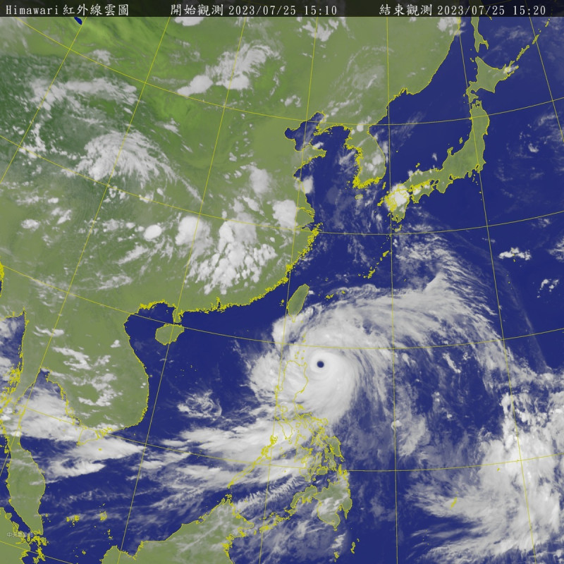 受到杜蘇芮颱風靠近的影響，今日下午2點半氣象局發布「海上陸上颱風警報」，預計恆春半島和屏東當最先受到威脅。   圖：取自中央氣象局網站