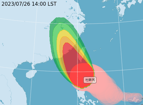 「杜蘇芮」暴風圈已在下午3時碰到恆春半島。   圖：取自中央氣象局網站