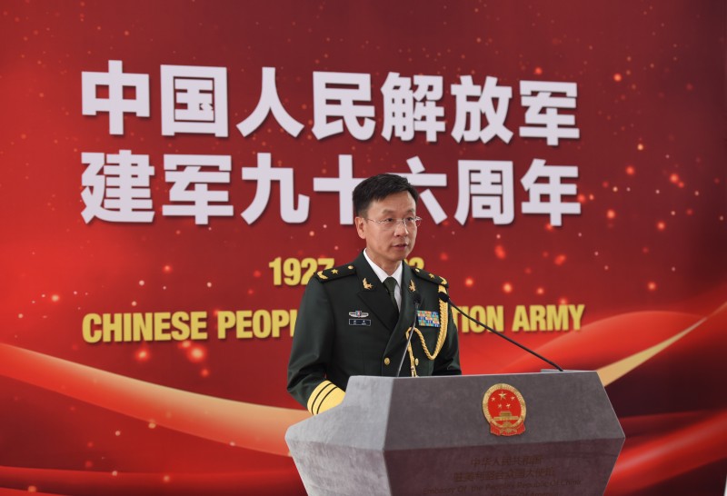 中國駐美武官劉展少將在解放軍建軍紀念活動上表達對台灣問題的看法。   圖：翻攝自中國駐美使館官網