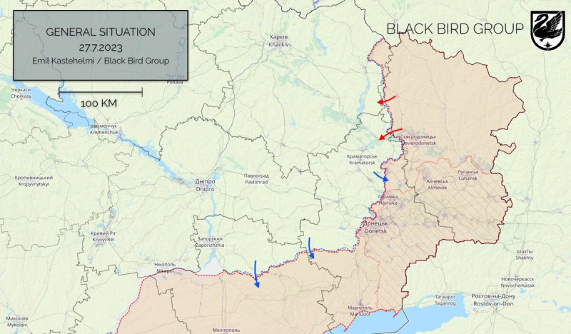 烏俄戰爭戰況地圖。   圖：翻攝自 Emil Kastehelmi 推特 