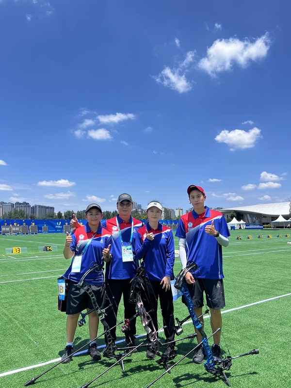 台灣複合弓女團擊敗中國奪銅。   圖/中華民國射箭協會 Chinese Taipei Archery Association