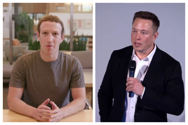 祖克柏（左）與馬斯克（右）今年 6 月在社群軟體上相約進行「八角籠格鬥」一決勝負。   圖：取自祖克柏Facebook、Neuralink YouTube