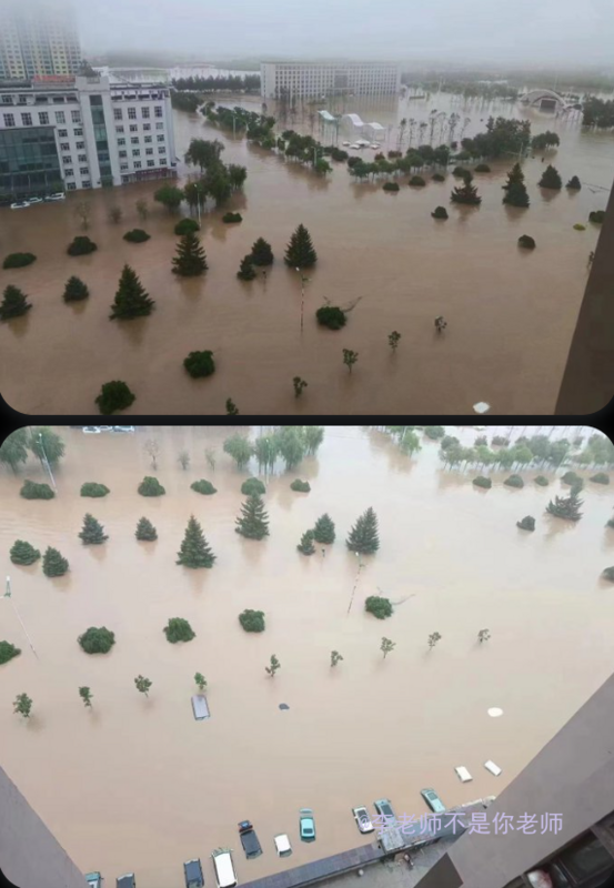 黑龍江省尚志市遭颱風杜蘇芮侵襲，自 3 日起降下連日暴雨，造成嚴重災情。   圖：翻攝自推特@whyyoutouzhele