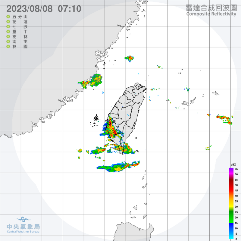 受到西南風影響，今天中南部地區局部短暫陣雨或雷雨不斷，也易有局部大雨發生，尤其南部山區更要注意。   圖：中央氣象局／提供