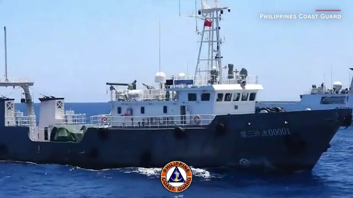 中國海上民兵南沙骨幹漁船。 圖：翻攝自菲律賓海巡署 