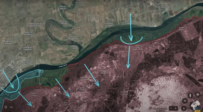 烏軍目前首要目標是將俄軍驅離第聶伯河東岸，盡可能收穫更多陣地，創造全面進攻機會。   圖：翻攝自Youtube／Reporting from Ukraine
