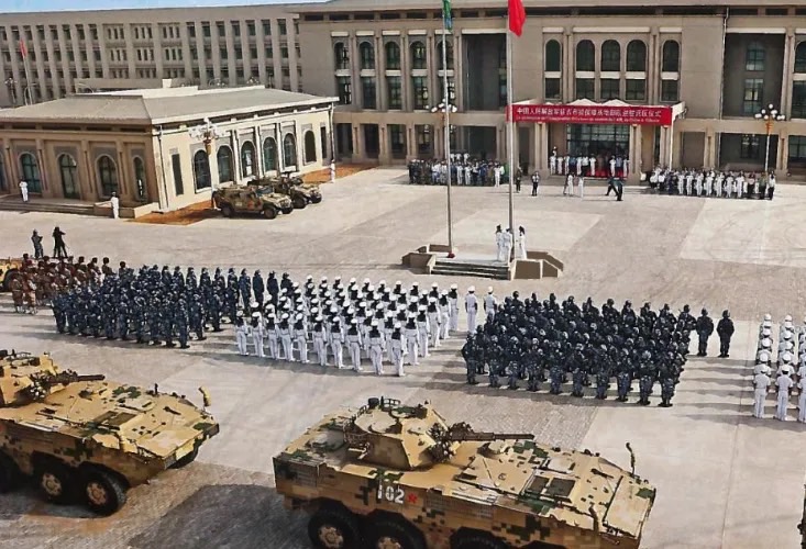 中國在吉布地海軍基地的落成儀式。   圖 : 翻攝自騰訊網