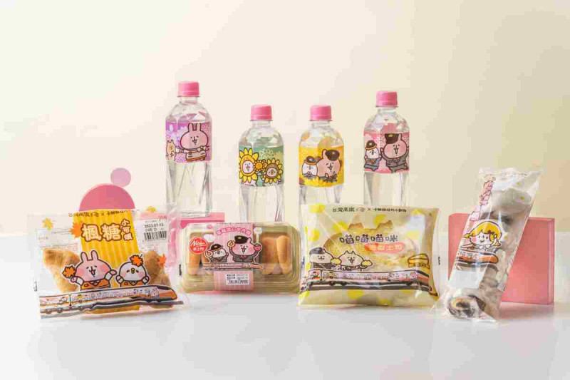高鐵新版彩繪列車推出4款聯名瓶裝水以及４款聯名系列糕點。   圖：台灣高鐵公司／提供