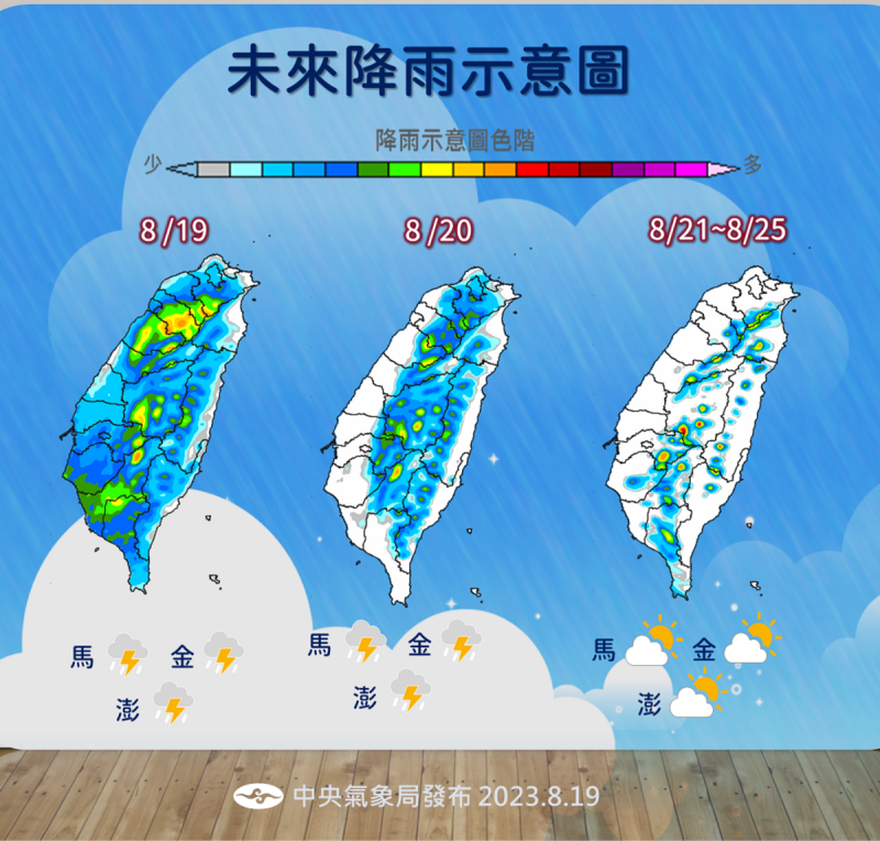 未來一週降雨趨勢。   圖：中央氣象局／提供