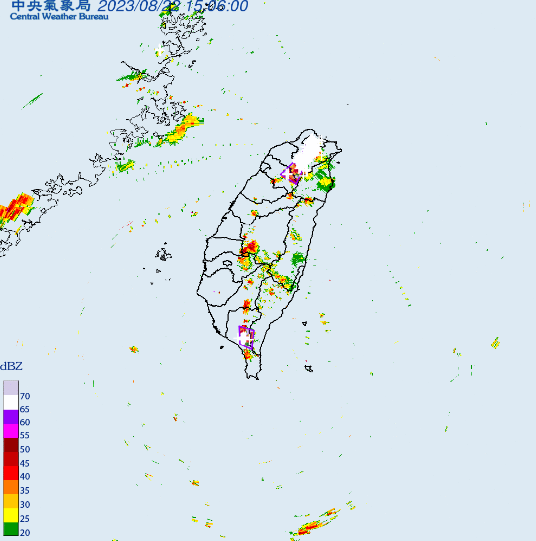 氣象局對7區域發布大雷雨即時訊息。   圖：取自中央氣象局