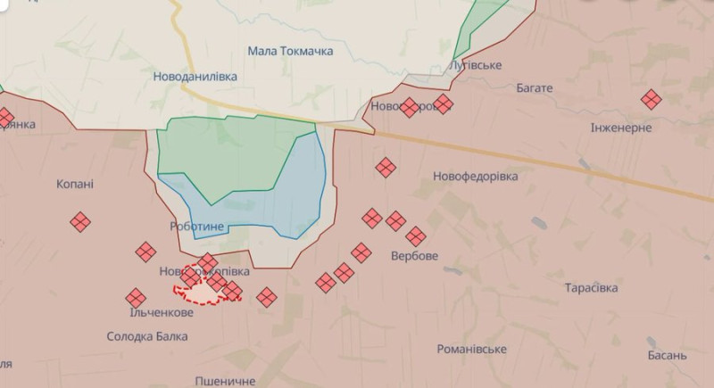 烏軍在梅利托波爾的新普羅科皮夫卡作戰的地圖。   圖 : 翻攝自 FLASH  X 帳號 