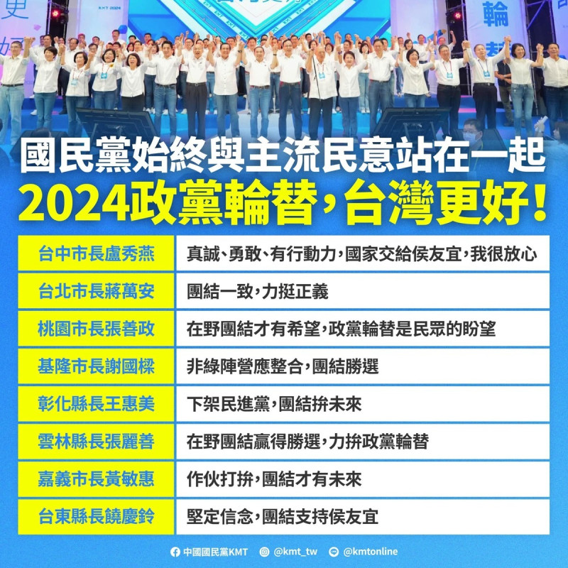 國民黨今（29）日於臉書發文表示他們始終與主流民意站在一起。   翻攝自國民黨臉書