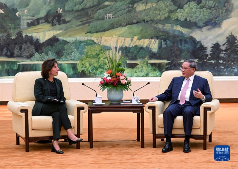 雷蒙多29日會見中國國務院總理李強。   圖：翻攝新華網