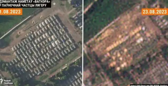 衛星照片顯示，瓦格納集團已撤出在白俄羅斯的軍營。   圖 : 翻攝自張學峰看空天