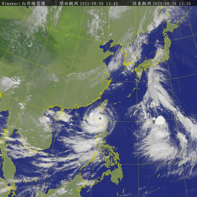 強颱「蘇拉」已於上午11時觸陸，暴風圈擦過台灣南邊，正影響屏東、恆春半島。   圖：取自中央氣象局