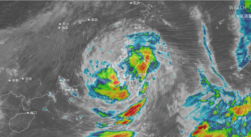 海葵今(4)日12時的中心位置在澎湖的南南西方約 60 公里處，過去3小時因受到地形破壞強度略為減弱。   圖：翻攝自天氣與氣候監測網