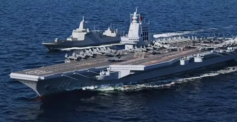 中國造艦的速度掀起太平洋軍備競賽，讓美國深為憂心。圖為福建艦。 圖：翻攝自浩外同學 