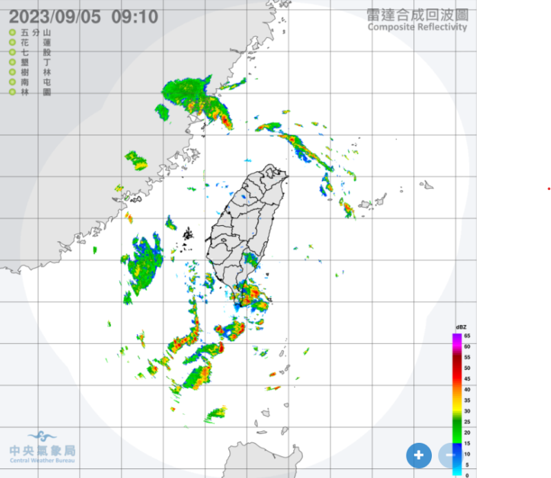 海葵颱風已於今(5)日7時左右在中國廣東沿海登陸，並於8時減弱為熱帶性低氣壓。   圖：翻攝自中央氣象局官網