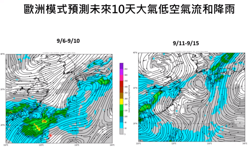 下週一台灣周邊的高氣壓增強，低氣壓減弱，雨量會再減少。   圖：翻攝自賈新興YT頻道