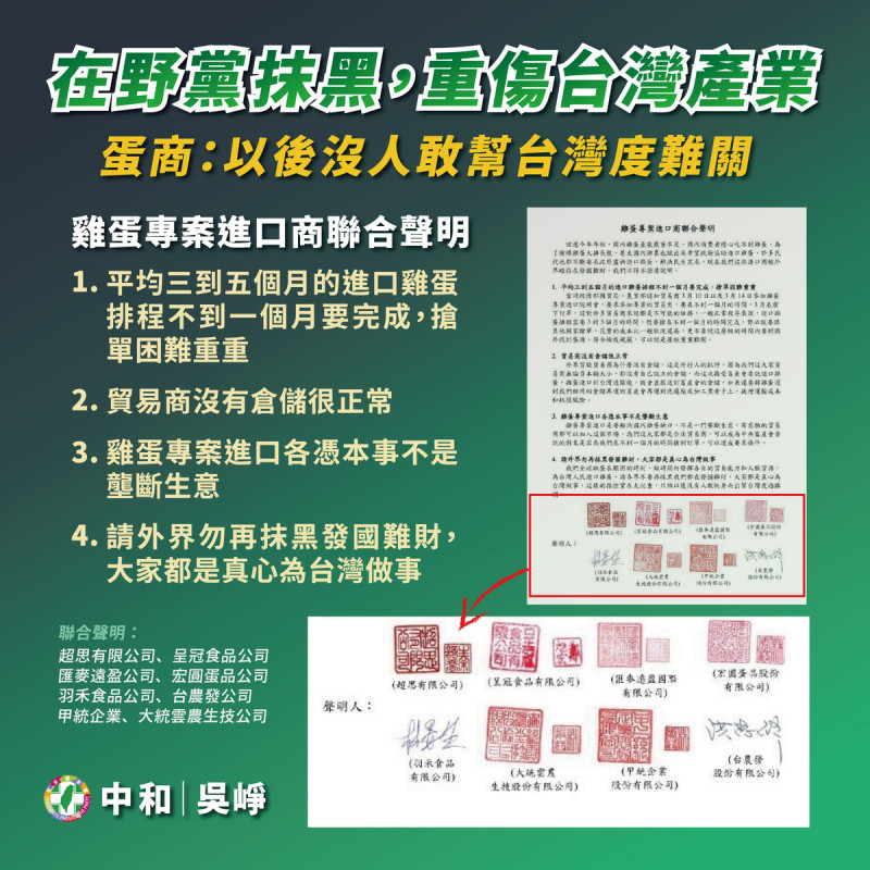 吳崢痛批，在野黨連日抹黑造謠、盲目「反商」的政治操作、為反對而反對，重傷台灣產業，自私又無恥。   圖：取自吳崢臉書