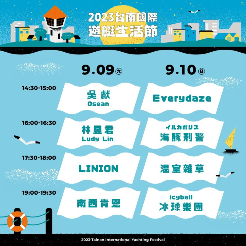 港濱演唱會節目表。   圖：取自2023台南國際遊艇生活節臉書