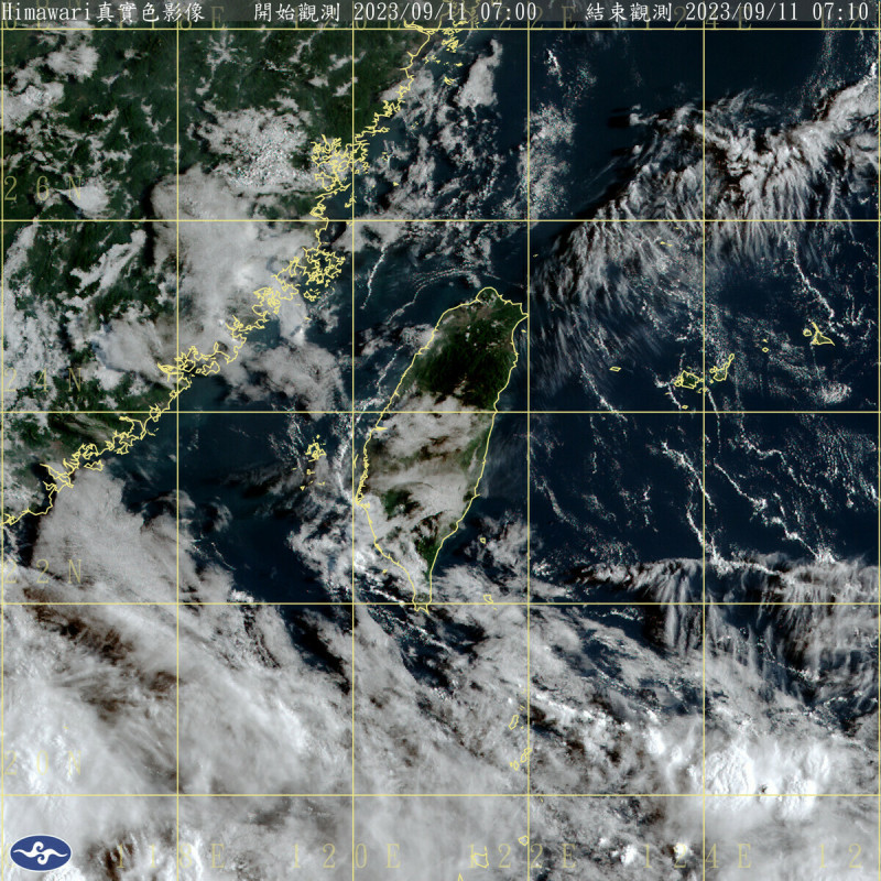 目前在東海有個高氣壓，正逐漸向東北緩情移動，中央氣象局提醒，今天午後，中南部地區與其他山區仍將有局部短暫雷陣雨。   圖：中央氣象局／提供