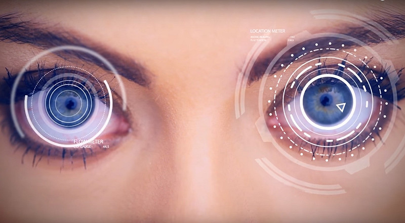 Tobii甚至讓遊戲與使用者的雙眼交疊，呈現出電影一般的眼球追蹤特效。   圖：翻攝自Tobii