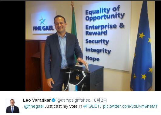 38歲的瓦拉德卡在愛爾蘭統一黨黨魁選舉中囊括過半數支持，可望成為第1位愛爾蘭同志總理。   圖：翻攝瓦拉德卡推特