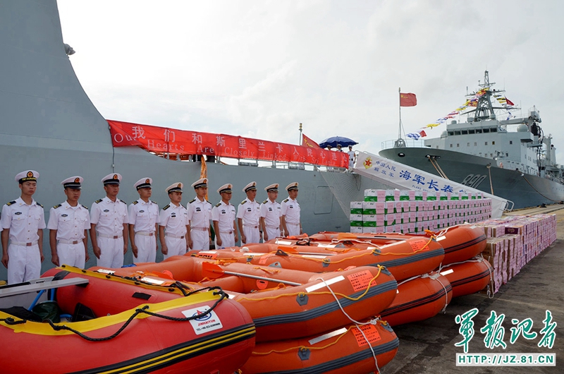 中國遠航艦隊４日抵達印度，批准入港時間卻遭到拖延。圖為艦隊３日結束斯里蘭卡訪問。   圖：翻攝中國國防部。